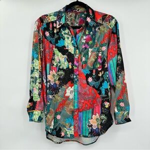 Anthropologie The Paz Floral Patchwork Button Down‎ Long Sleeve Shirt Size XS